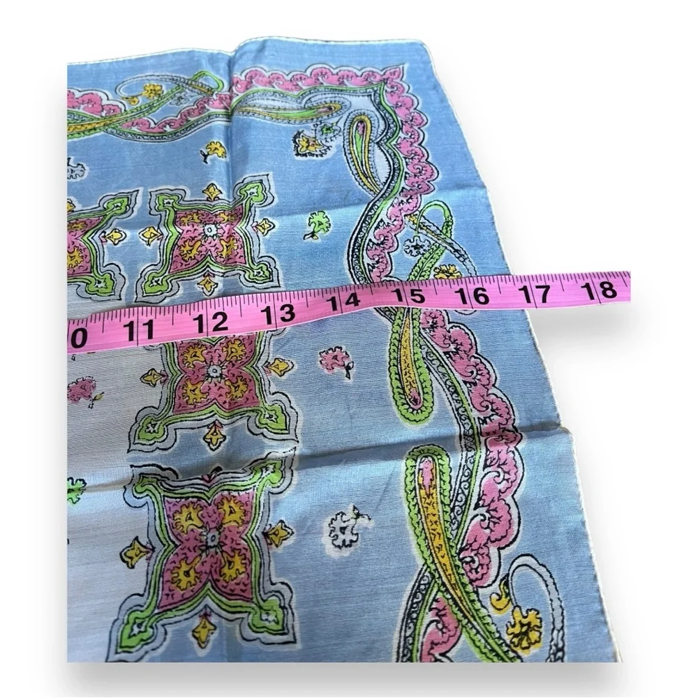 Vanette Creations Vintage Hand Rolled Silk Scarf in Soft Pastels Paisley Floral